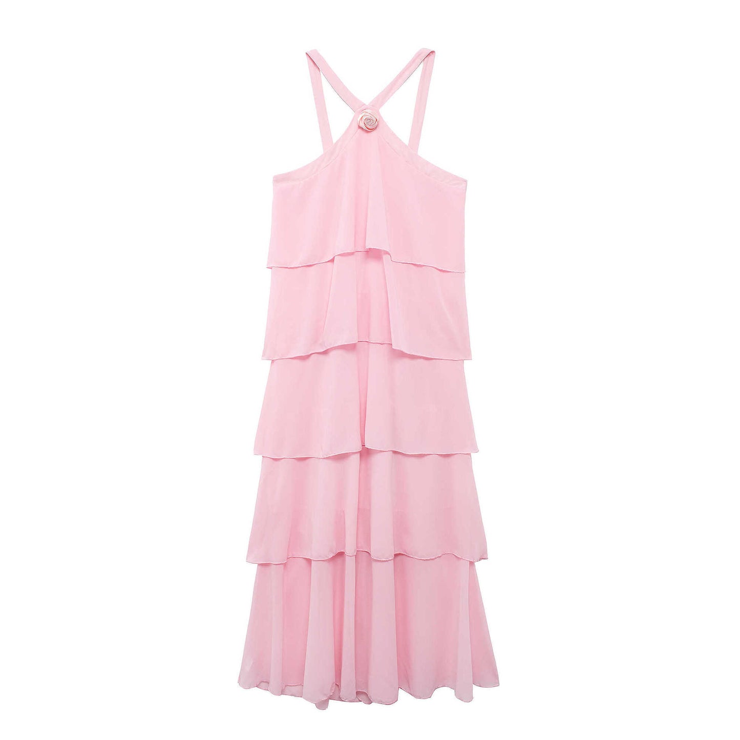 Ruffled Halter Flower Sleeveless Dress